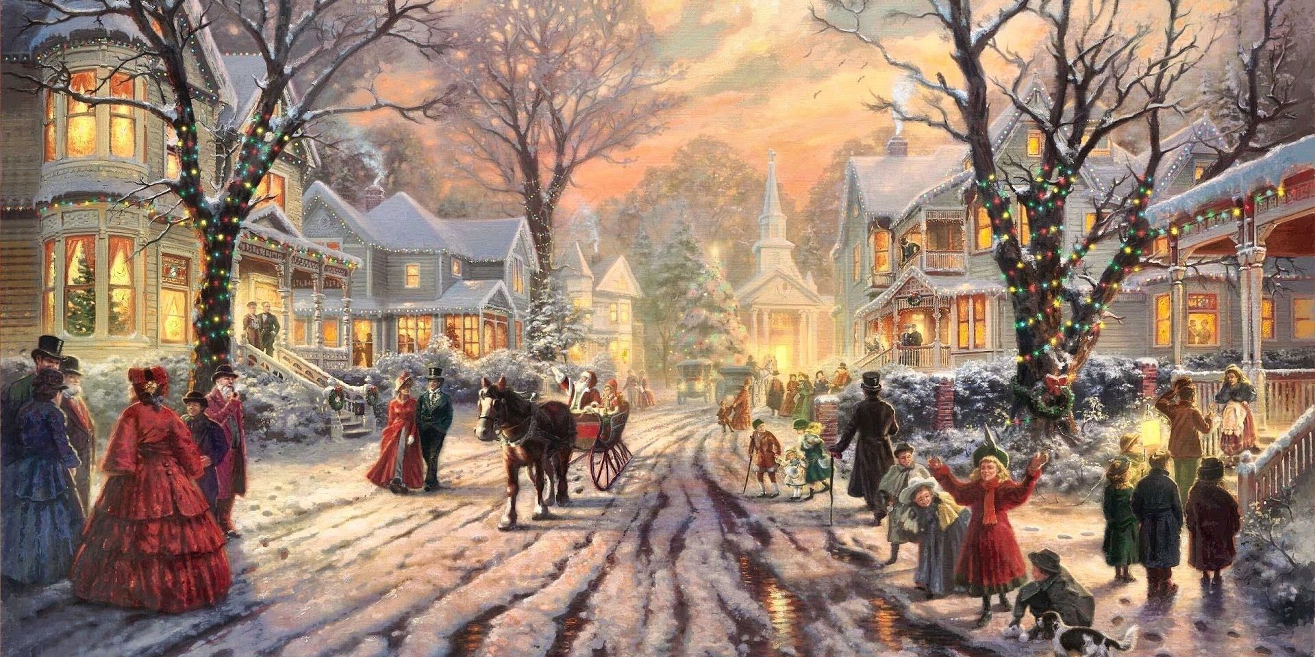 26 Popular Traditional Christmas Carols W Festive Art By Thomas Kinkade Costin Craioveanu