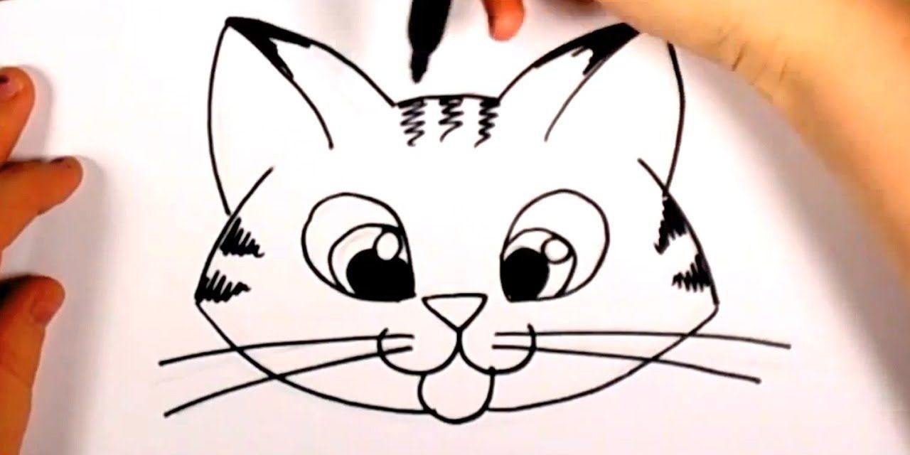 how to draw a cute kitten face t